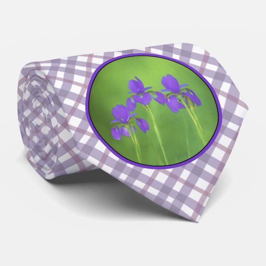 Cravate Peinture Iris Violet - Art Fleur Originale (Roulé)