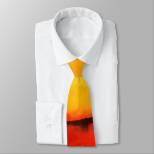 Cravate Peinture jaune rouge moderne d'art abstrait