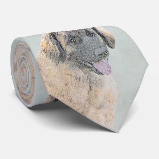 Cravate Peinture Leonberger - Joli art original chien (Roulé)