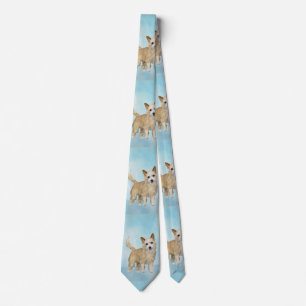 Cravate Peinture Podengo Pequeno portugaise - Art original