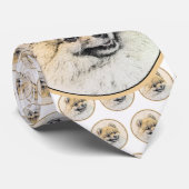 Cravate Peinture Poméranienne (orange) - Art Chien origina (Roulé)