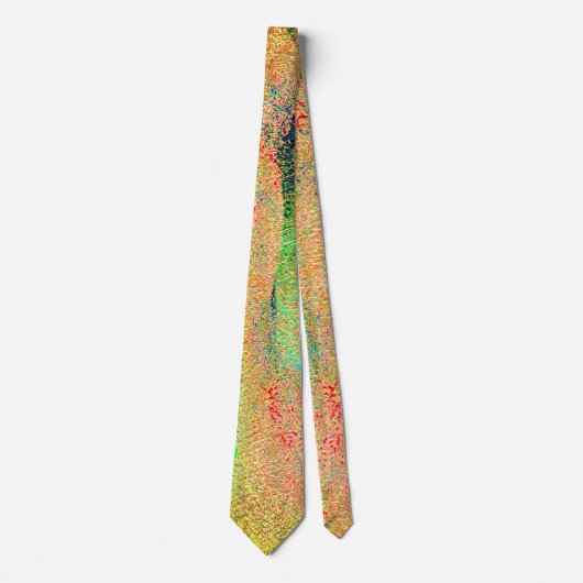 Cravate Peinture ridée de style cuir et vert orange usé (Devant)