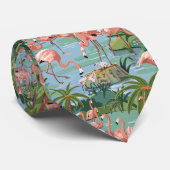 Cravate Peinture rose de Flamants roses par le nombre (Roulé)