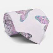 Cravate Peinture rose violet à papillon vert (Roulé)