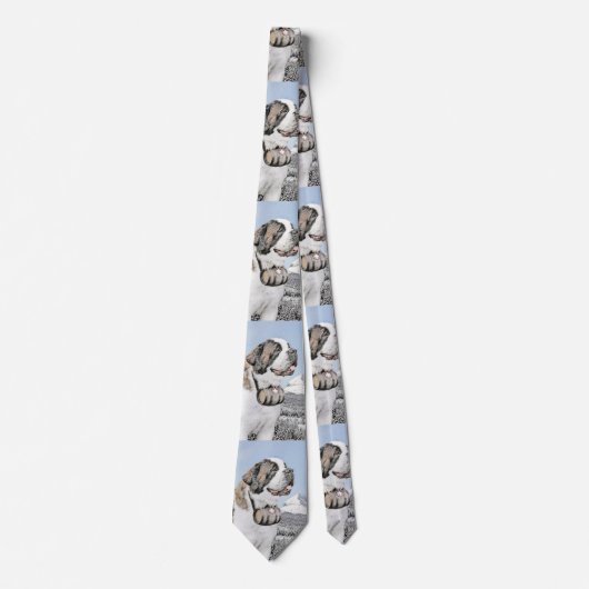 Cravate Peinture Saint Bernard - Cute Original Chien Art (Devant)