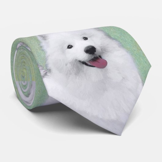 Cravate Peinture Samoyed - Cute Original Chien Art (Roulé)