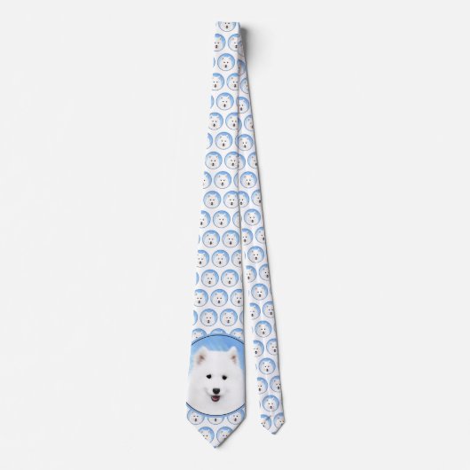 Cravate Peinture Samoyed Puppy - Jolie Art Original Chien (Devant)