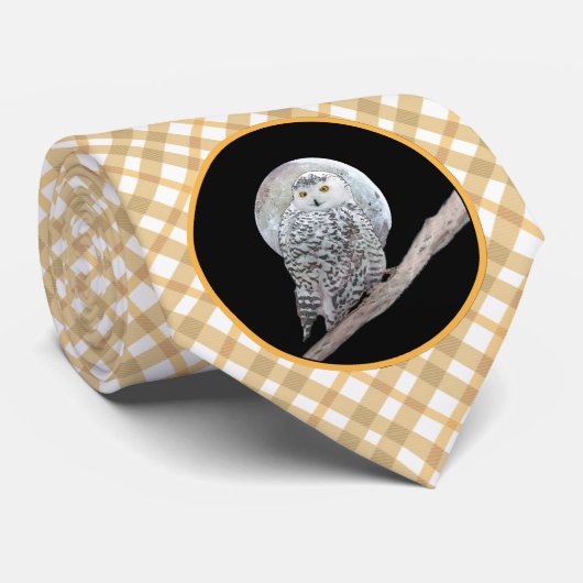 Cravate Peinture sur la Chouette neigeuse et la Lune - Art (Roulé)