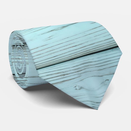 Cravate Peinture Turquoise Rétro Sur Bois Rustique (Roulé)