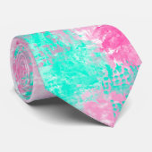 Cravate Peinture Turquoise rose vif moderne pour filles (Roulé)
