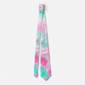 Cravate Peinture Turquoise rose vif moderne pour filles (Dos)