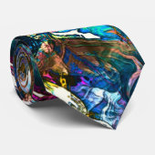 Cravate Peintures lourdes collées se chevauchant dans un m (Roulé)