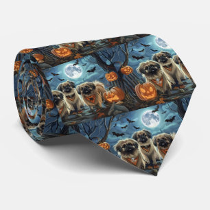 Cravate Pékinois Halloween Effrayant
