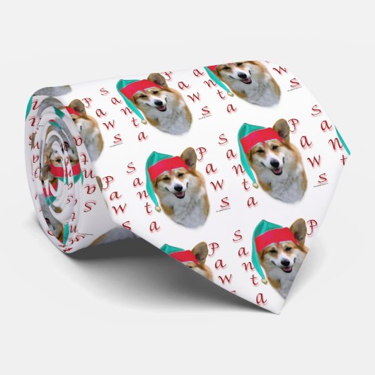 Cravate Pembroke Welsh Corgi Père Noël Paws (Roulé)