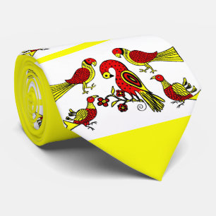 Cravate Pennsylvanie Allemagne art folklorique oiseaux imp