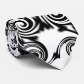 Cravate Pentagone en volute noir sur blanc (Roulé)