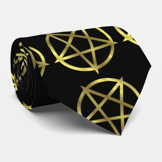 Cravate Pentagone étoilé inversé d'or (Roulé)