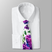 Cravate Peonées d'aquarelle romantique violet magenta rose (Attaché)