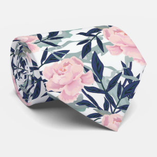 Cravate Peonies rose fleurs rose fleur personnalisée