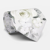 Cravate Peony blanc Eucalyptus Vert Mariage floral (Roulé)