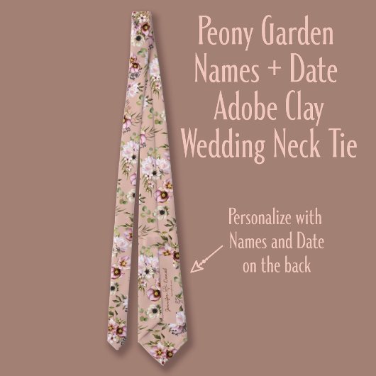 Cravate Peony Garden Names + Date Adobe Clay Mariage