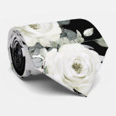 Cravate Peony noir & blanc Mariage de verdure (Roulé)