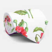 Cravate Pépites rouges Aquarelle Art Floral (Roulé)