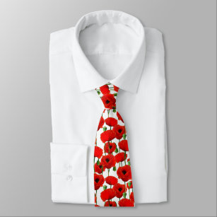 Cravate Pépites rouges modèle floral