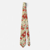 Cravate Pépites rouges sur la crème (Devant)