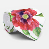 Cravate Pépites rouges vibrantes Aquarelle Motif floral (Roulé)