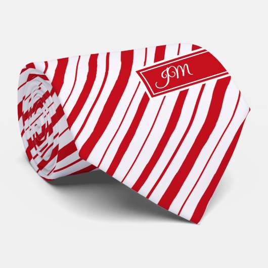 Cravate Peppermint Stripe Classique Plaisir Initiales Noël (Roulé)
