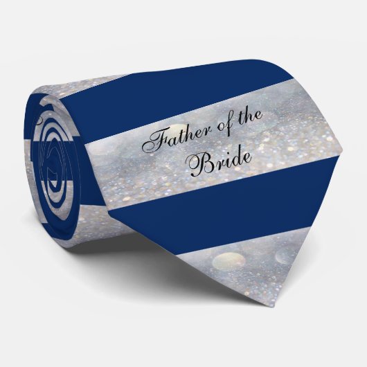 Cravate Père de la Mariée, Bleue et Argent (Roulé)