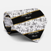 Cravate Père de la Mariée, Noir et Or (Roulé)