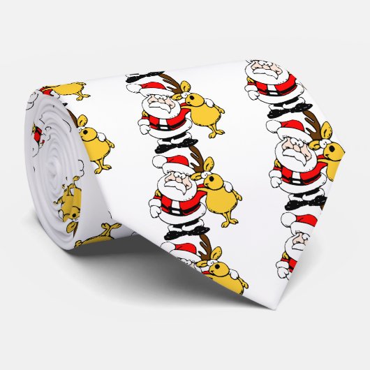 Cravate Père Noël avec le cerf (Roulé)