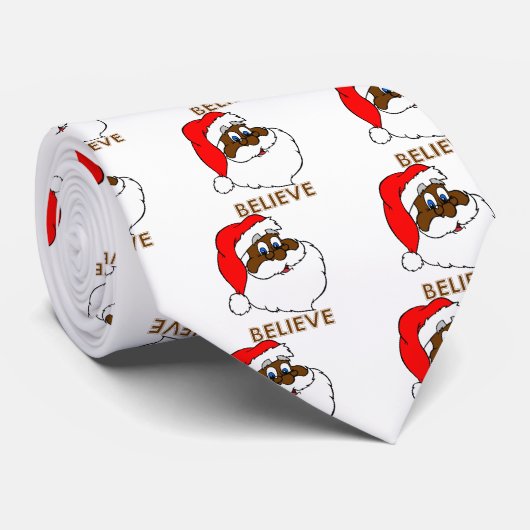 Cravate Père Noël noir (Roulé)