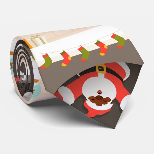 Cravate père Noël noire coincée dans une cheminée (Roulé)