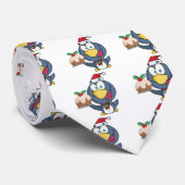 Cravate Père Noël Penguin avec gâteau de Noël (Roulé)