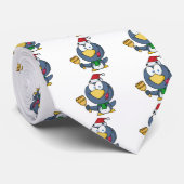 Cravate Père Noël Penguin avec Jingle Bell (Roulé)