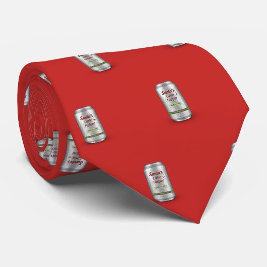 Cravate Père Noël Petit Helper Bière Can (Roulé)