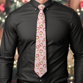 Cravate Père Noël rose flocon de Noël fête