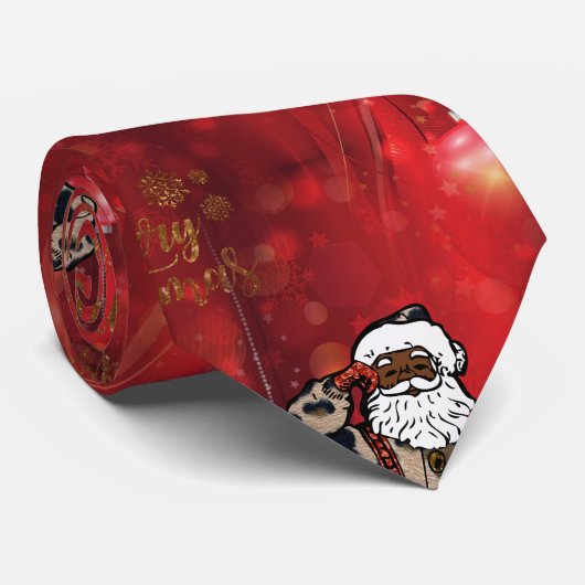 Cravate père Noël rouge léopard (Roulé)