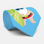 Cravate Père Noël Tropical de l'Été Surfant Drôle (Roulé)