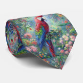 Cravate Perroquet Oiseau Jungle Floral Impressionnisme pei (Roulé)