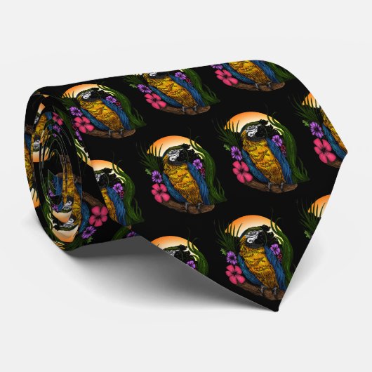 Cravate Perroquet Tropical (Roulé)