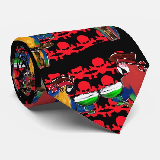 CRAVATE PERROQUETS PIRATES (Roulé)