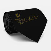 Cravate Personalized Bloom Design Custom Name Neck Tie (Roulé)