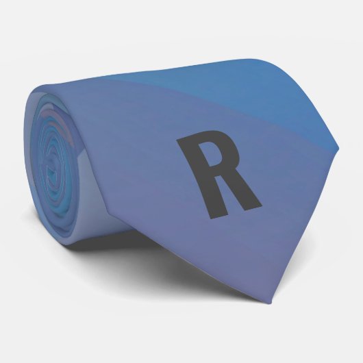 Cravate Personalized Blue Geometric Initial (Roulé)