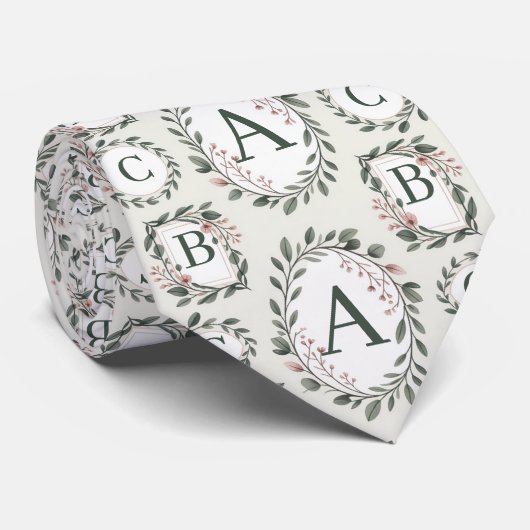 Cravate Personalized Floral Monogram  (Roulé)