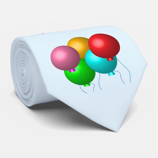 Cravate Personalized Happy Birthday Vibes Helium Balloons (Roulé)