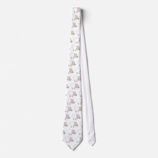 Cravate Personnage de dessin animé de moutons blancs (Devant)